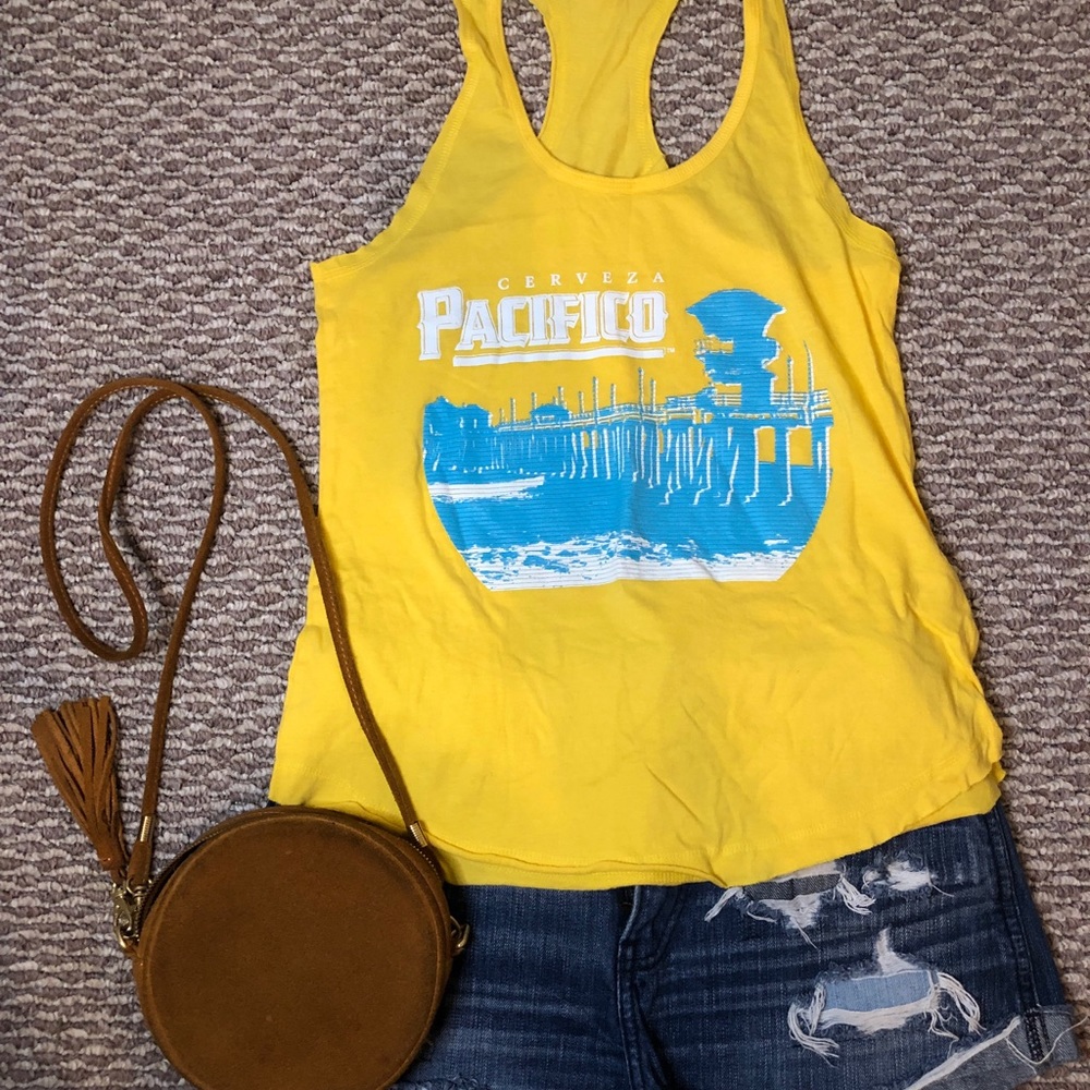 Yellow Pacifico beer graphic tee